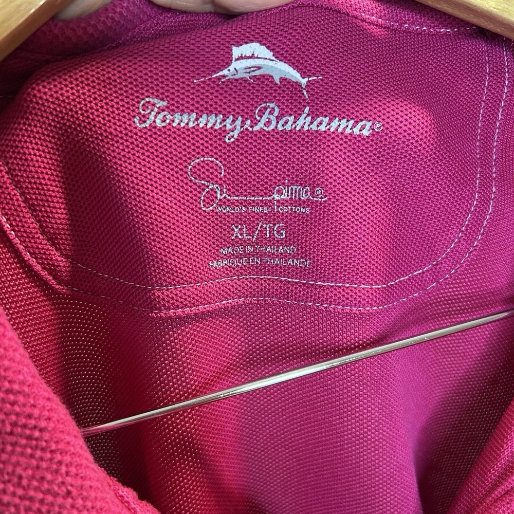 Tommy Bahama Men's Supima Polo Shirt XL Magenta Short Sleeve‎ - Picture 5 of 8
